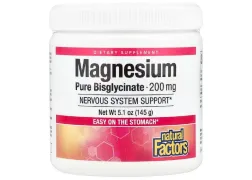 Магній Magnesium Bisglycinate Pure 200mg Natural Factors, 145 грам Магній Magnesium Bisglycinate Pure 200mg Natural Factors, 145 грам