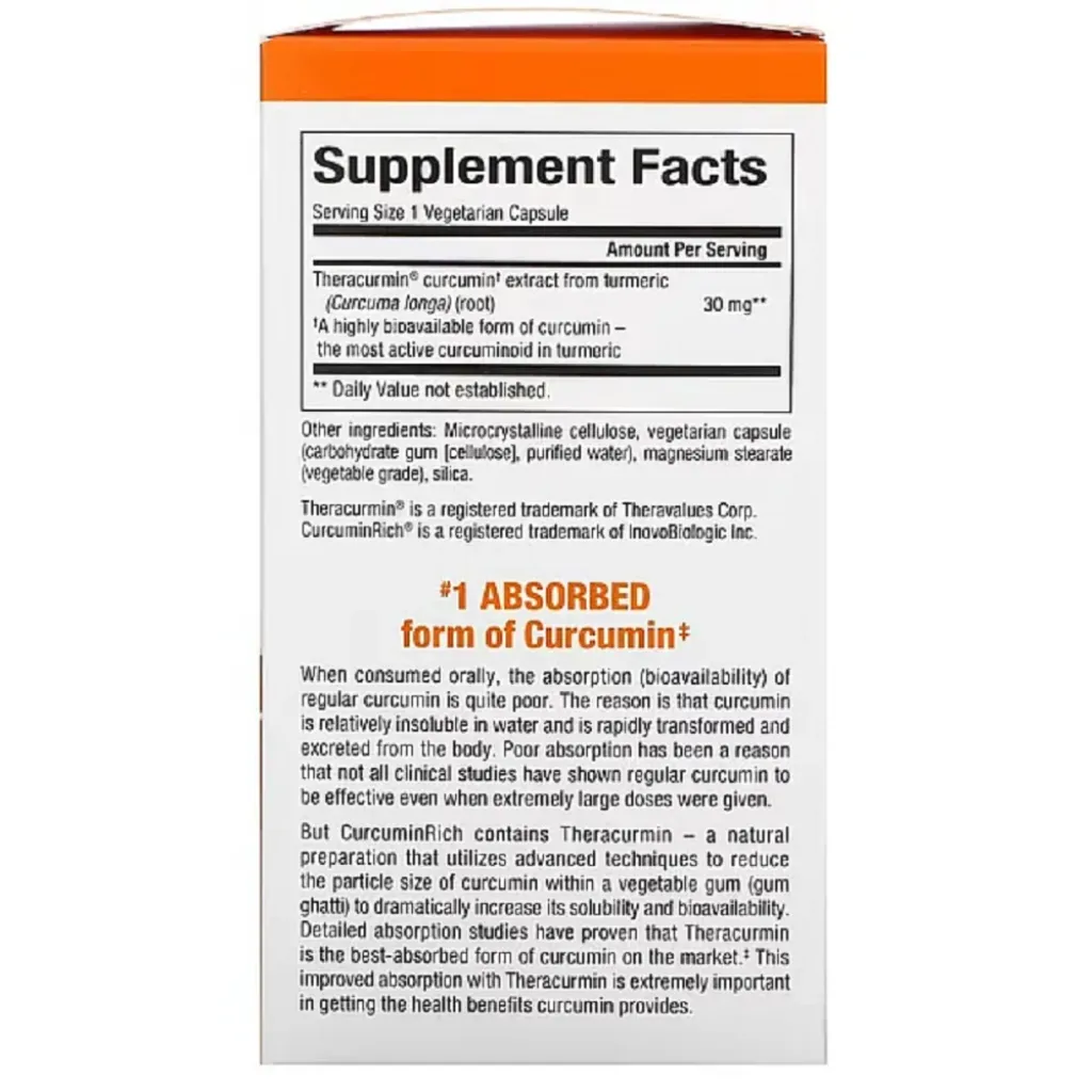 Антиоксиданти CurcuminRich Theracurmin 30 mg Natural Factors, 60 капсул Антиоксиданти CurcuminRich Theracurmin 30 mg Natural Factors, 60 капсул
