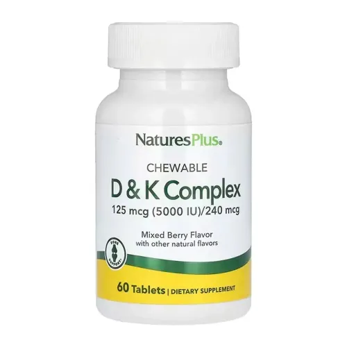 Вітамін D3+K2 Nature's Plus VIT D&K Complex 125mcg 5000 IU/240 mcg, 60 таблеток - Фото№1