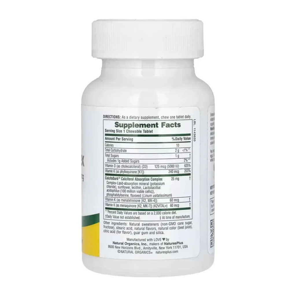 Вітамін D3+K2 Nature's Plus VIT D&K Complex 125mcg 5000 IU/240 mcg, 60 таблеток