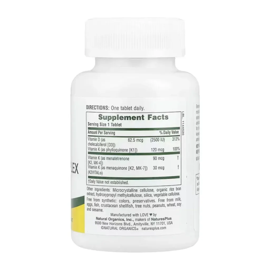 Вітамін D3+K2 Nature's Plus Vit D3 K2 2500 IU/120 mcg, 90 таблеток