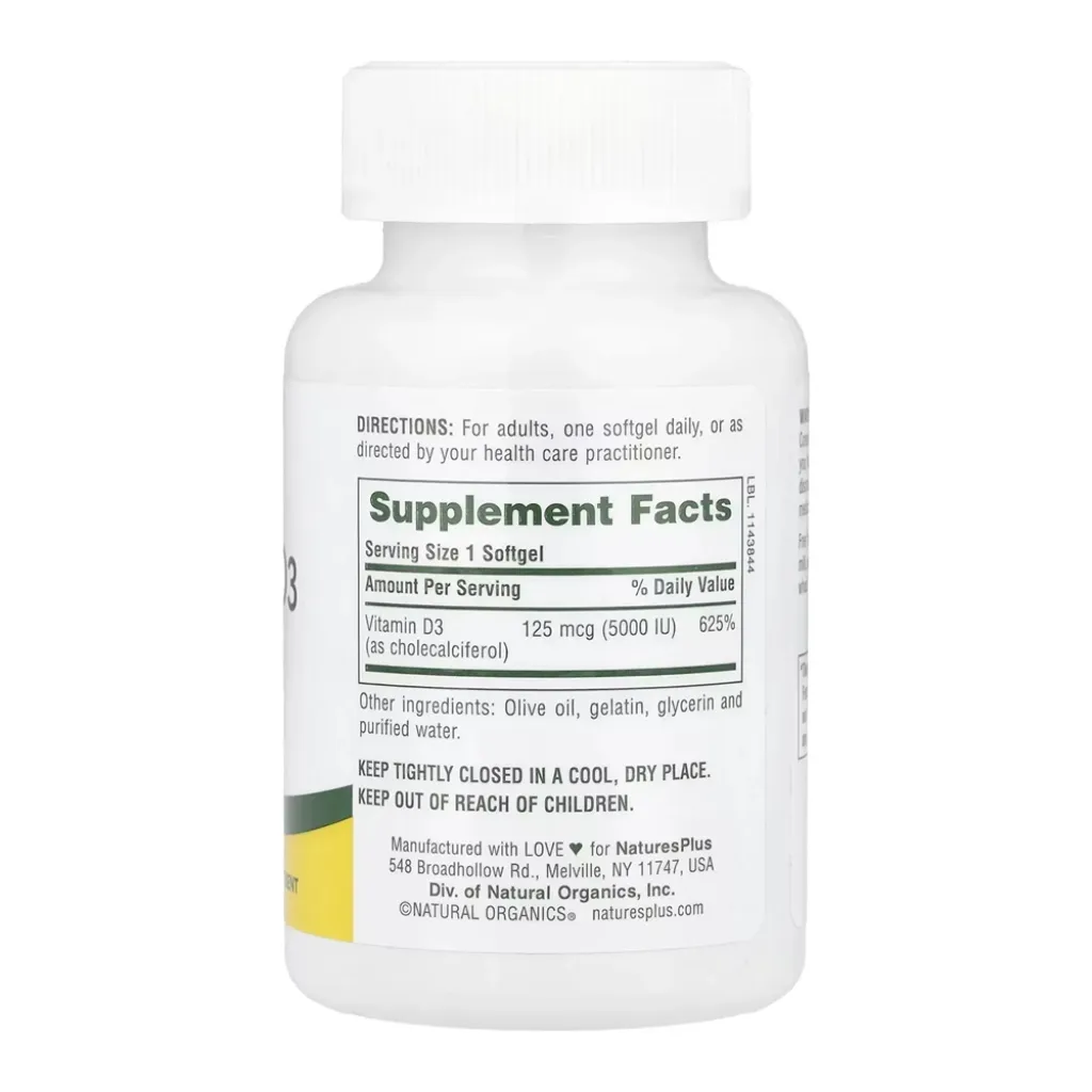 Вітамін Д Nature's Plus Vitamin D3 5000 IU, 60 капсул Вітамін Д Nature's Plus Vitamin D3 5000 IU, 60 капсул