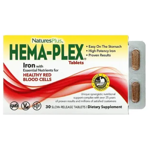 Дієтична добавка Залізо Hema-Plex Nature's Plus, 30 таблеток - Фото№1 Дієтична добавка Залізо Hema-Plex Nature's Plus, 30 таблеток - Фото№1