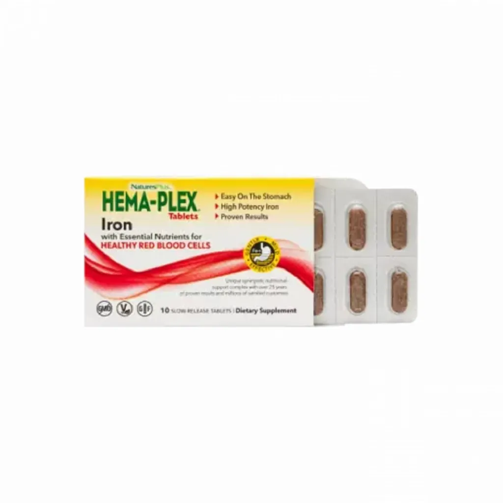 Диетическая добавка Железо Hema-Plex Nature's Plus, 10 таблеток Диетическая добавка Железо Hema-Plex Nature's Plus, 10 таблеток