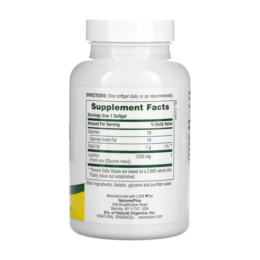 Диетическая добавка Nature's Plus Лицитин Lecithin 1200 mg, 90 капсул Диетическая добавка Nature's Plus Лицитин Lecithin 1200 mg, 90 капсул