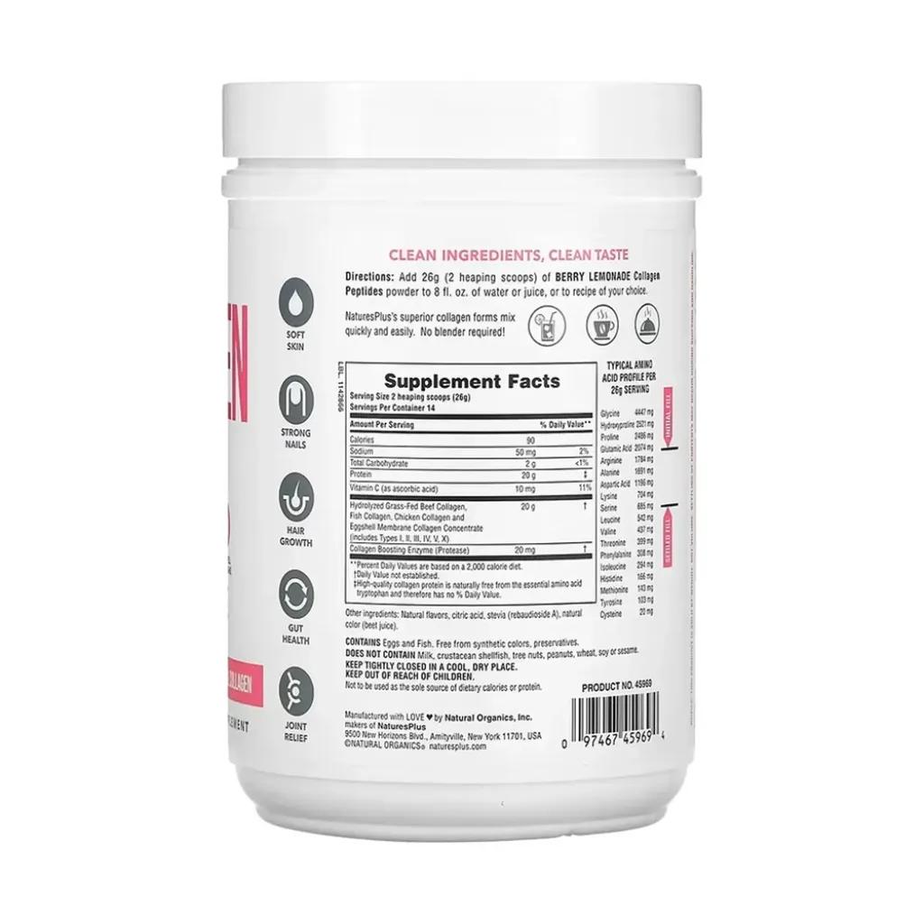 Коллагеновые пептиды Collagen Peptides Berry Lemonade Nature's Plus, 364 г Коллагеновые пептиды Collagen Peptides Berry Lemonade Nature's Plus, 364 г