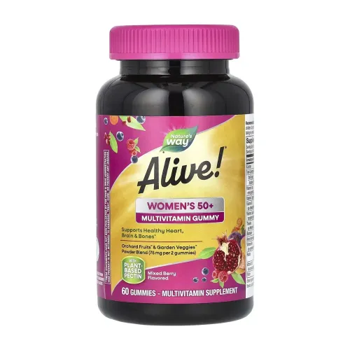 Мультивитамины для женщин Nature's Way 50+ Alive!® Multi Gummy, 60 жевательных капсул - Фото№1
