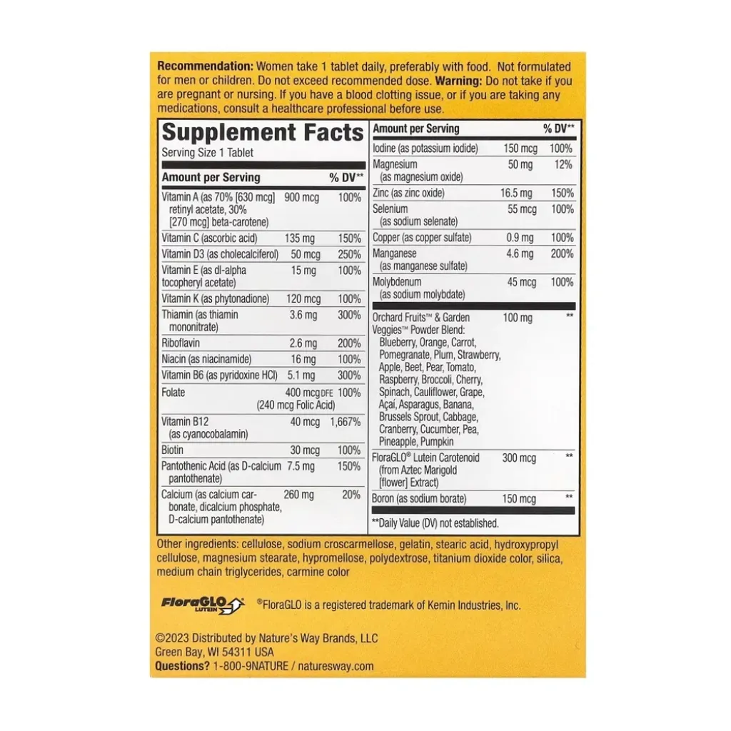 Мультивітаміни для жінок Nature's Way 50+ Complete Multivitamin, 50 таблеток Мультивітаміни для жінок Nature's Way 50+ Complete Multivitamin, 50 таблеток