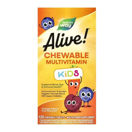 Мультивитамины для детей Nature’s Way Alive! Kids Chewable Multivitamin Orange and Berry, 120 таблеток - Фото№1