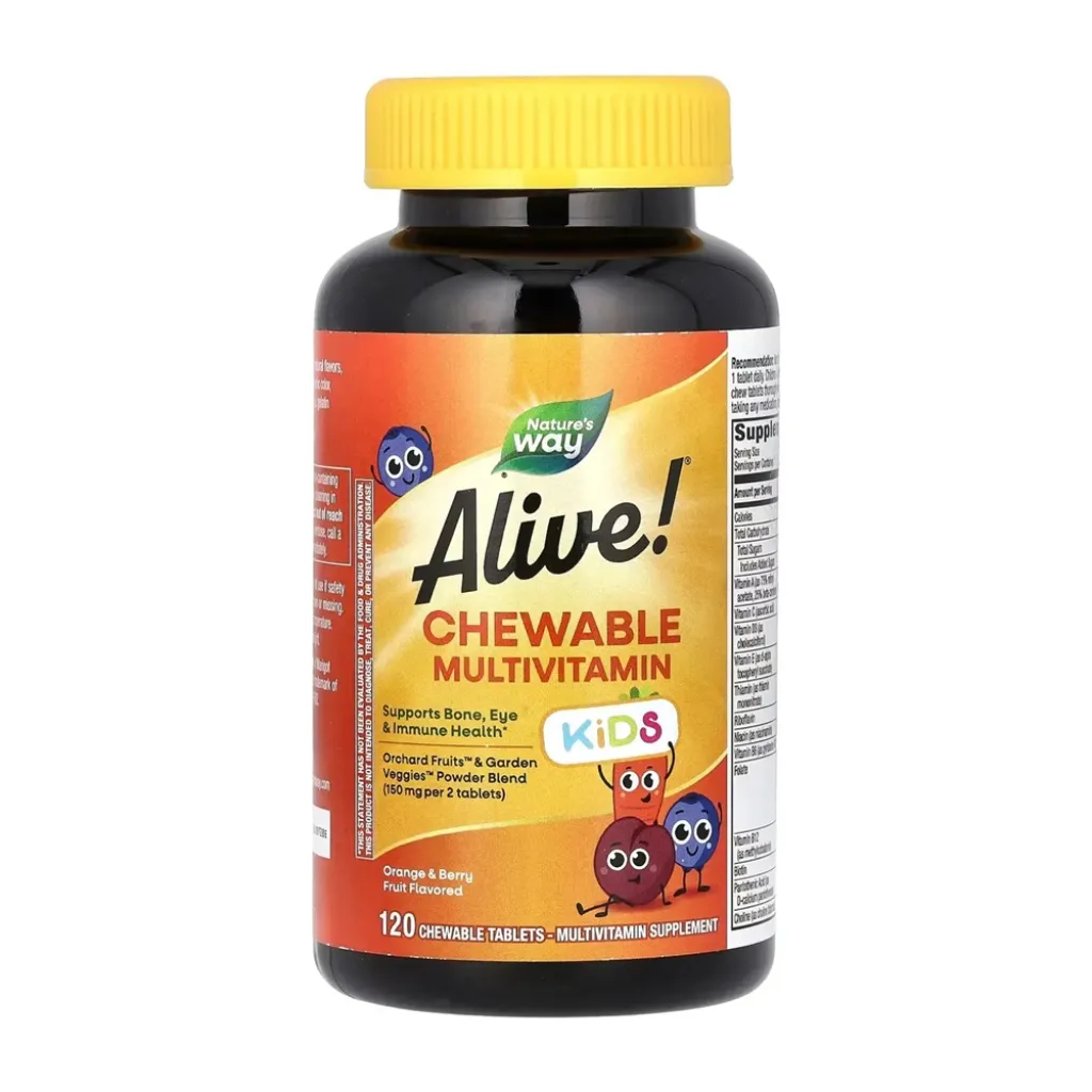 Мультивитамины для детей Nature’s Way Alive! Kids Chewable Multivitamin Orange and Berry, 120 таблеток