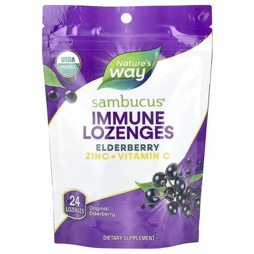Диетическая добавка цинк Sambucus Organic Zinc Lozenges, 24 леденцов - Фото№1