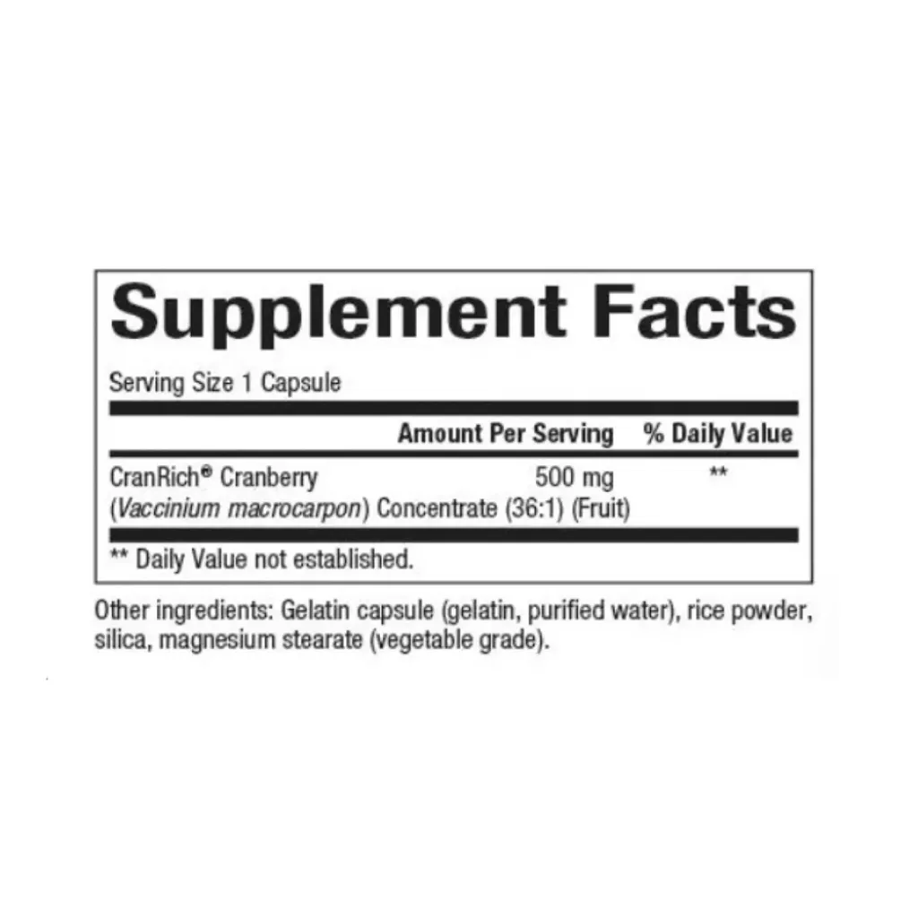 Суперфуды Natural Factors CranRich 500mg, 90 капсул