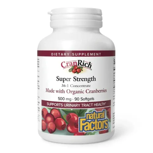 Суперфуди Natural Factors Super Strength Organic Cranberry Concentrate 500mg, 90 капсул - Фото№1
