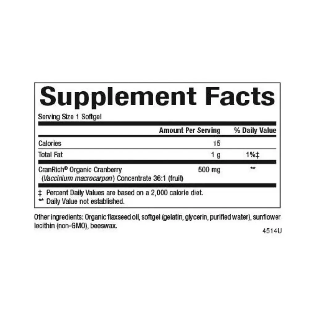 Суперфуди Natural Factors Super Strength Organic Cranberry Concentrate 500mg, 90 капсул
