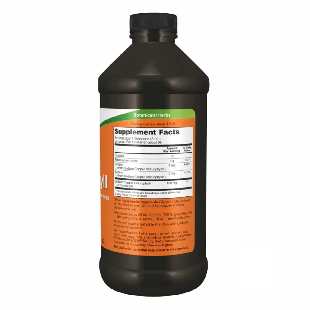 Диетическая добавка Хлорофилл NOW Foods Chlorophyll Mint жидкий, 473 мл