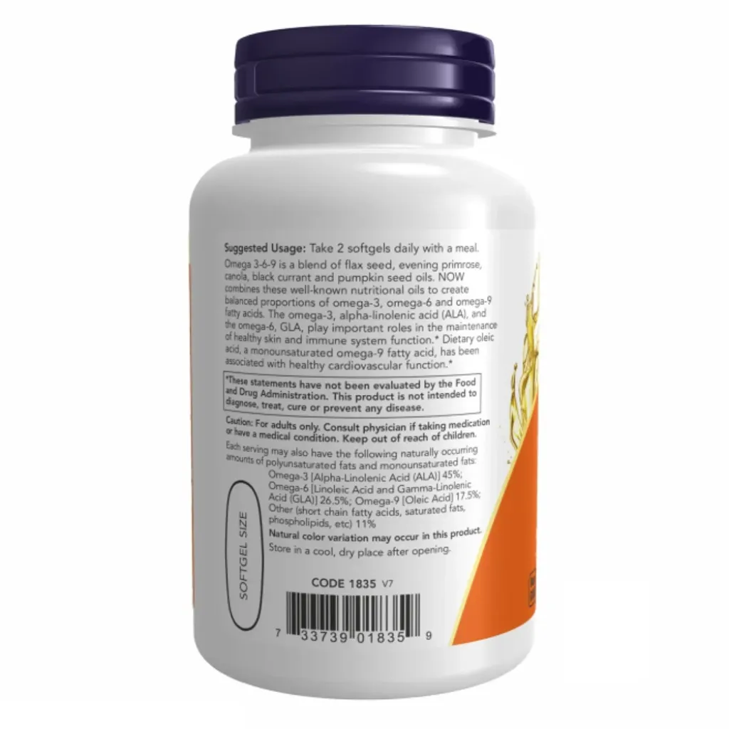 Омега жири NOW Foods Omega 3 6 9, 60 капсул
