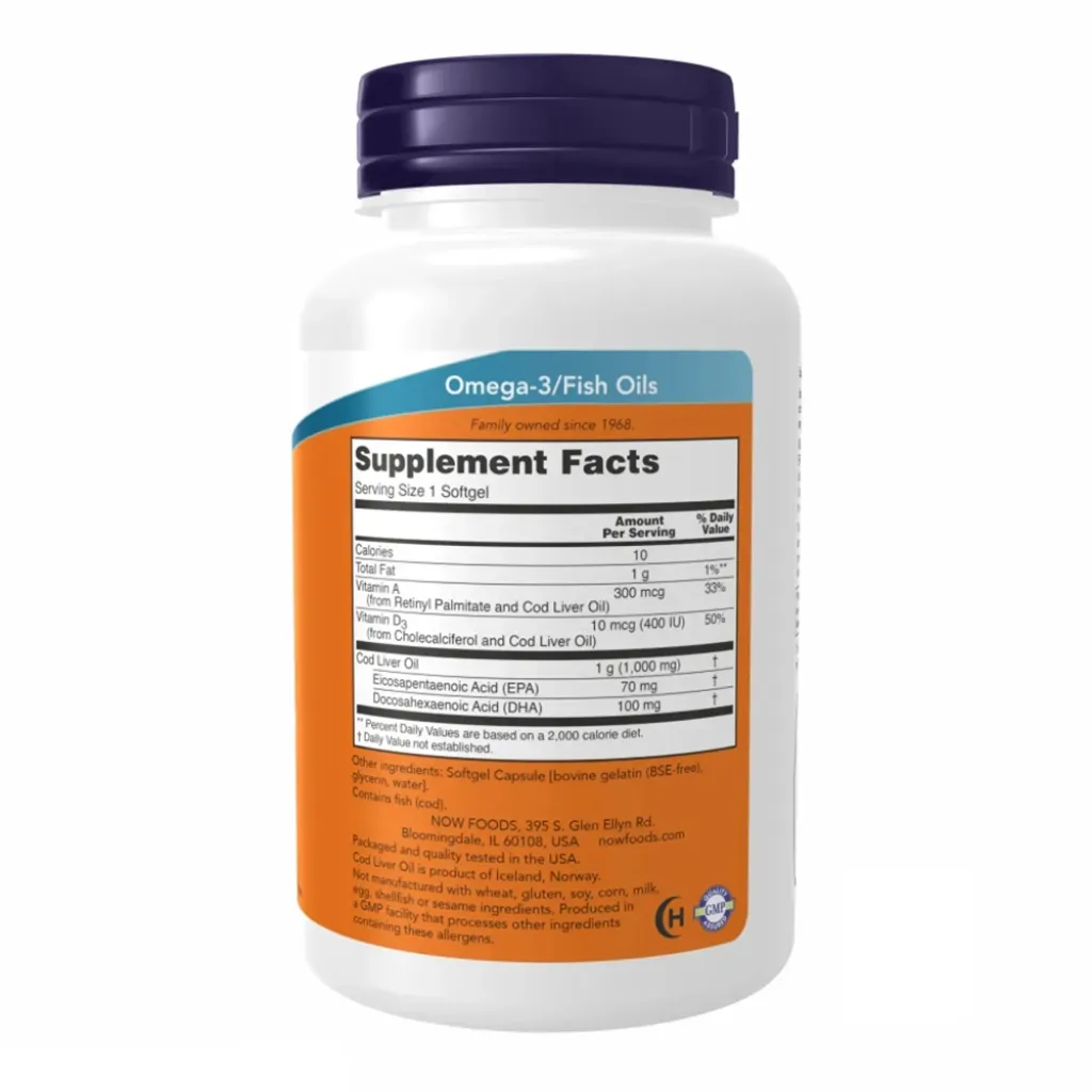 Жир з печінки тріски NOW Foods Cod Liver Oil 1000 mg, 90 капсул Жир з печінки тріски NOW Foods Cod Liver Oil 1000 mg, 90 капсул