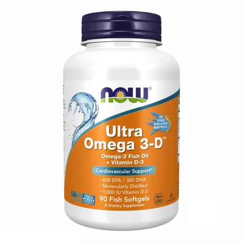 Омега-3 NOW Foods Ultra Omega 3-D, 90 капсул - Фото№1