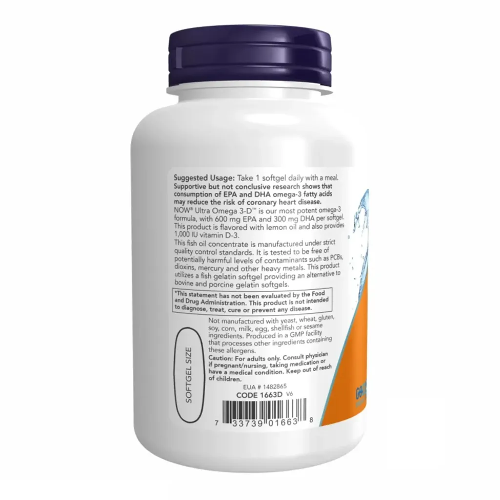 Омега-3 NOW Foods Ultra Omega 3-D™ Fish Oil, 180 капсул Омега-3 NOW Foods Ultra Omega 3-D™ Fish Oil, 180 капсул