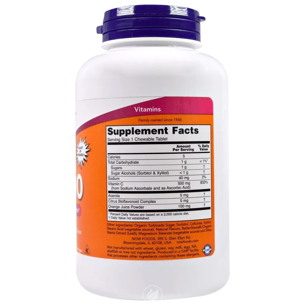 Витамин C-500 Chew Orange NOW Foods, 100 таблеток
