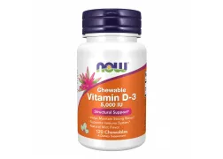 Вітамін Д NOW Foods VIT D-3 5000 IU Chewable Mint, 120 жувальних таблеток Вітамін Д NOW Foods VIT D-3 5000 IU Chewable Mint, 120 жувальних таблеток