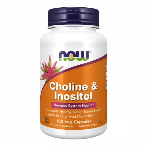 Витамин В4 NOW Foods Choline & Inositol 250/250mg, 100 капсул - Фото№1