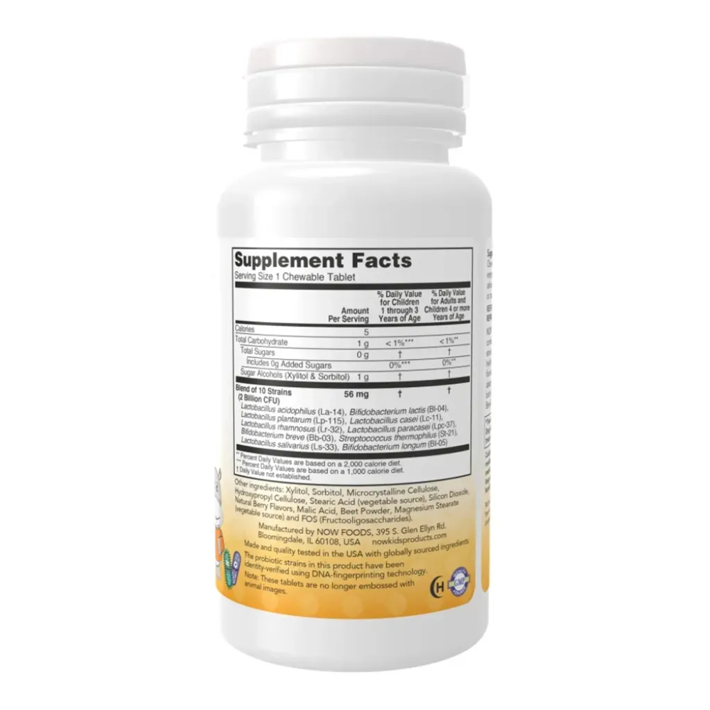 Пробіотики NOW Foods BerryDophilus™ Kids, 120 жувальних таблеток