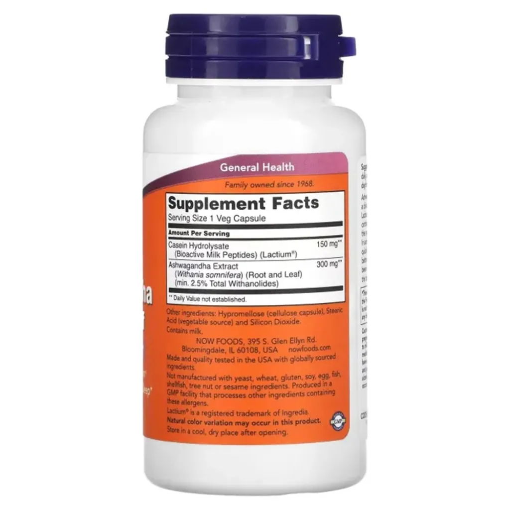 Адаптогени Ashwagandha Stress Relief NOW Foods, 60 капсул