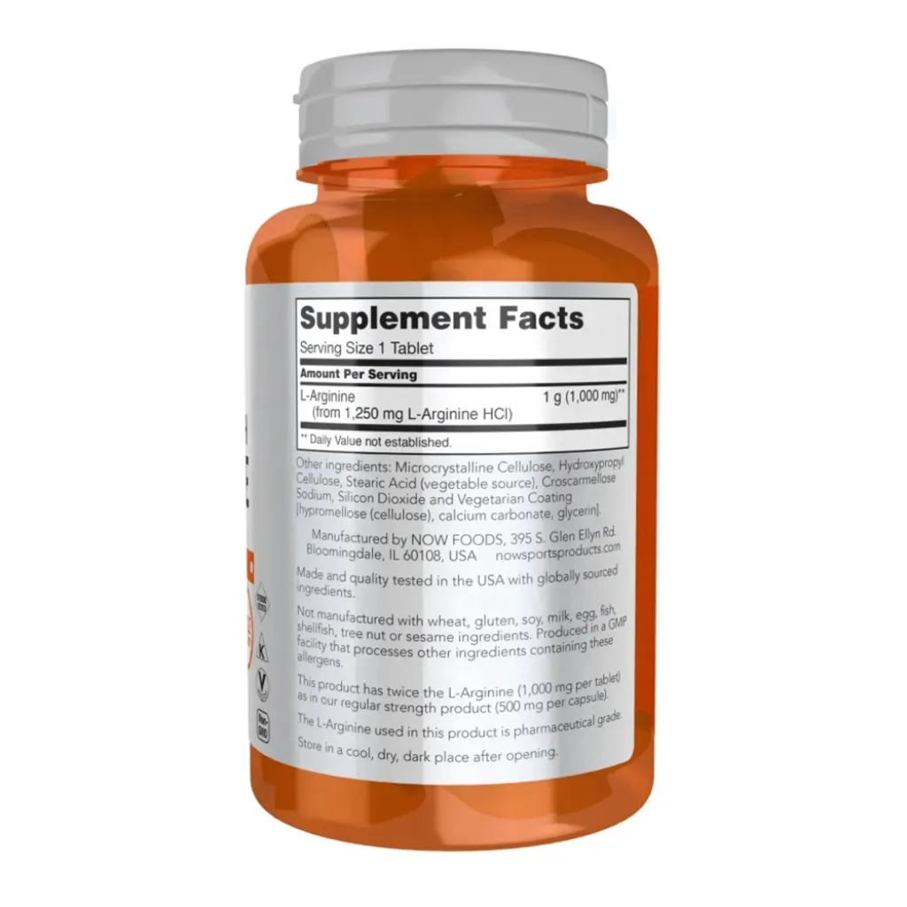 Амінокислота NOW Foods Arginine 1000mg, 60 таблеток Амінокислота NOW Foods Arginine 1000mg, 60 таблеток