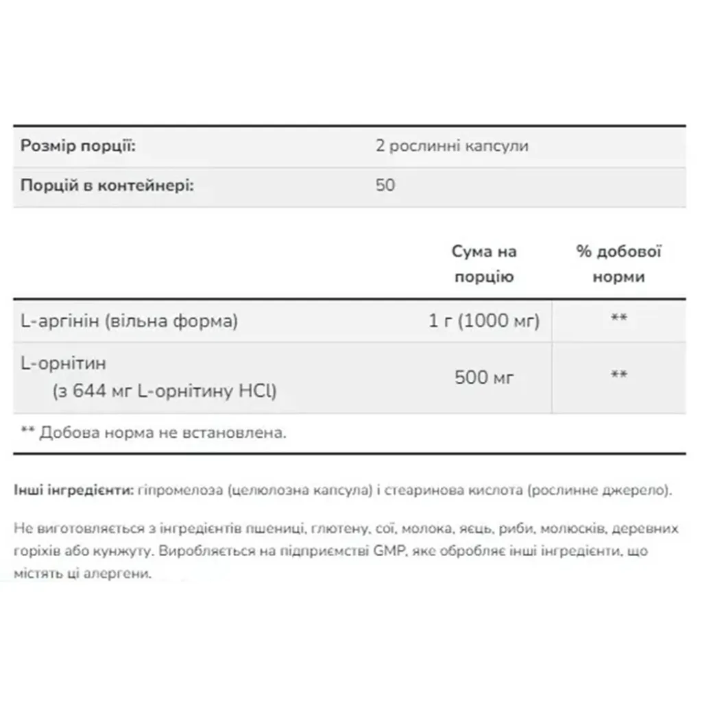 Аминокислота NOW Foods Arginine/Ornithine, 100 капсул Аминокислота NOW Foods Arginine/Ornithine, 100 капсул