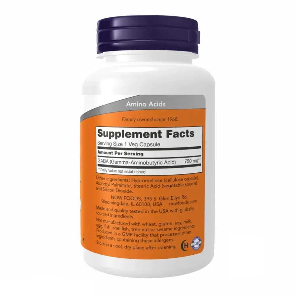 Амінокислота NOW Foods GABA 750 мг, 100 капсул Амінокислота NOW Foods GABA 750 мг, 100 капсул