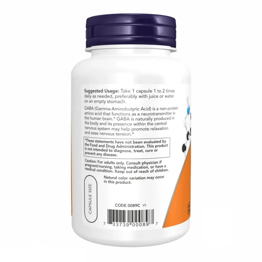 Амінокислота NOW Foods GABA 750 мг, 100 капсул Амінокислота NOW Foods GABA 750 мг, 100 капсул