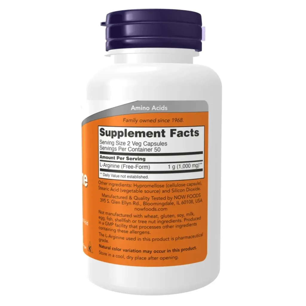 Амінокислота NOW Foods L-Arginine 500mg, 100 капсул