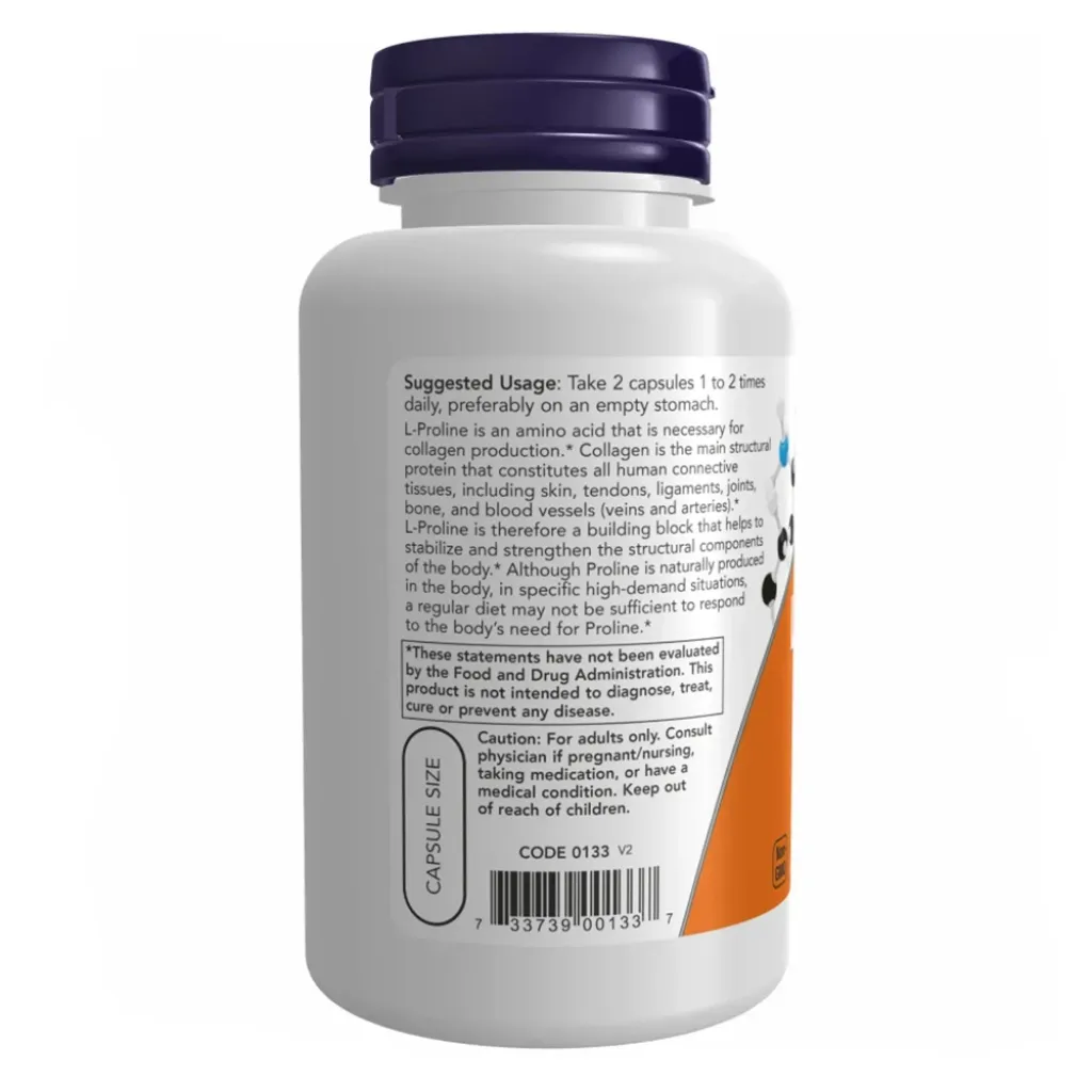 Аминокислота NOW Foods L-Proline 500mg, 120 капсул Аминокислота NOW Foods L-Proline 500mg, 120 капсул