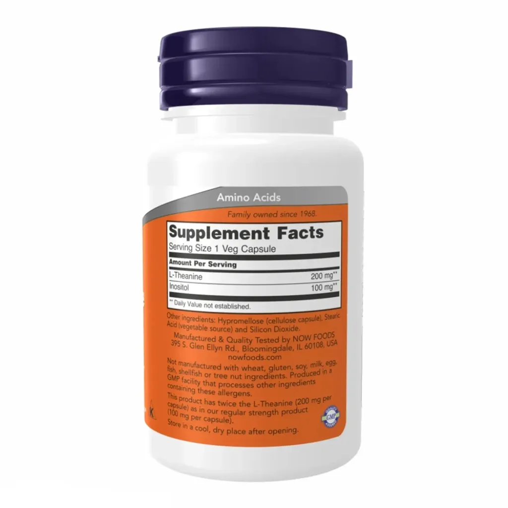 Аминокислоты NOW Foods L-Theanine 200mg, 60 капсул Аминокислоты NOW Foods L-Theanine 200mg, 60 капсул