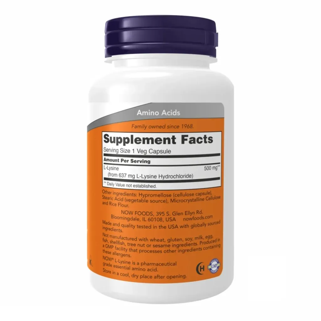 Аминокислота NOW Foods Lysine 500mg, 100 капсул