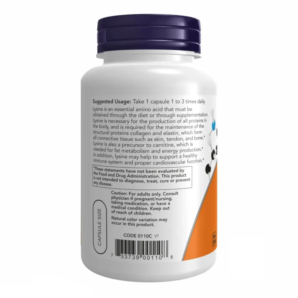 Аминокислота NOW Foods Lysine 500mg, 100 капсул