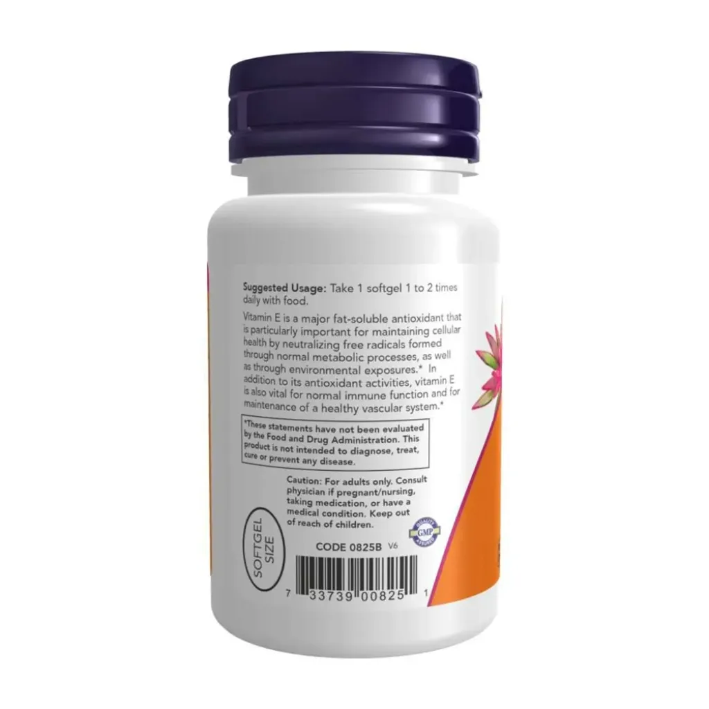 Антиоксидант NOW Foods Vitamin E-200 D-Alpha Tocopheryl, 100 капсул