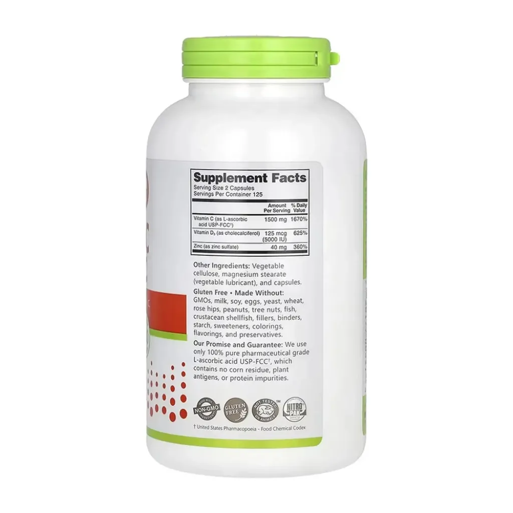 Витамин C Nutribiotic Vitamin C+D3&Zinc, 250 капсул Витамин C Nutribiotic Vitamin C+D3&Zinc, 250 капсул