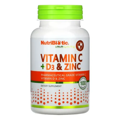 Вітамін C NutriBiotic Vitamin C+D3 & Zinc, 100 капсул - Фото№1 Вітамін C NutriBiotic Vitamin C+D3 & Zinc, 100 капсул - Фото№1