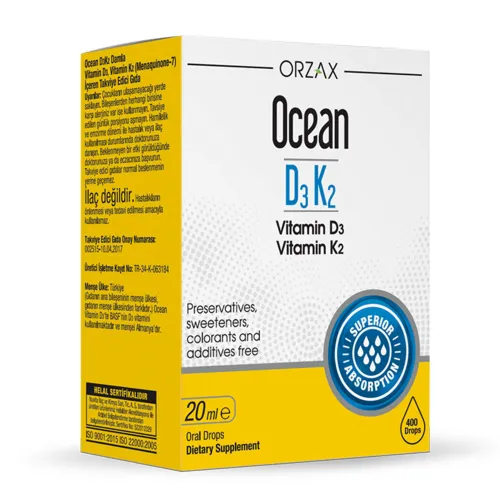 Дієтична добавка з вітаміном D та вітаміном K2 (Менакінон-7) Orzax Ocean D3K2, 20 мл - Фото№1