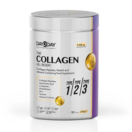 Комплекс колагену, вітамінів та мінералів проти болю в суглобах Day2Day The Collagen All Body, 30 порцій - Фото№1 Комплекс колагену, вітамінів та мінералів проти болю в суглобах Day2Day The Collagen All Body, 30 порцій - Фото№1