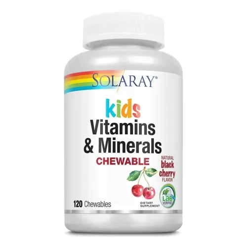 Мультивитамины для детей Solaray Kids Vitamins and Minerals Black Cherry, 120 жевательных таблеток - Фото№1 Мультивитамины для детей Solaray Kids Vitamins and Minerals Black Cherry, 120 жевательных таблеток - Фото№1