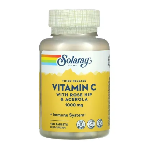 Витамин C Solaray Vitamin C with Rose Hips & Ace 1000mg, 100 таблеток - Фото№1