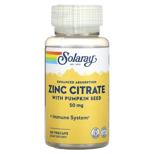 Диетическая добавка цинк Zinc Citrate 50mg Solaray, 60 капсул - Фото№1 Диетическая добавка цинк Zinc Citrate 50mg Solaray, 60 капсул - Фото№1