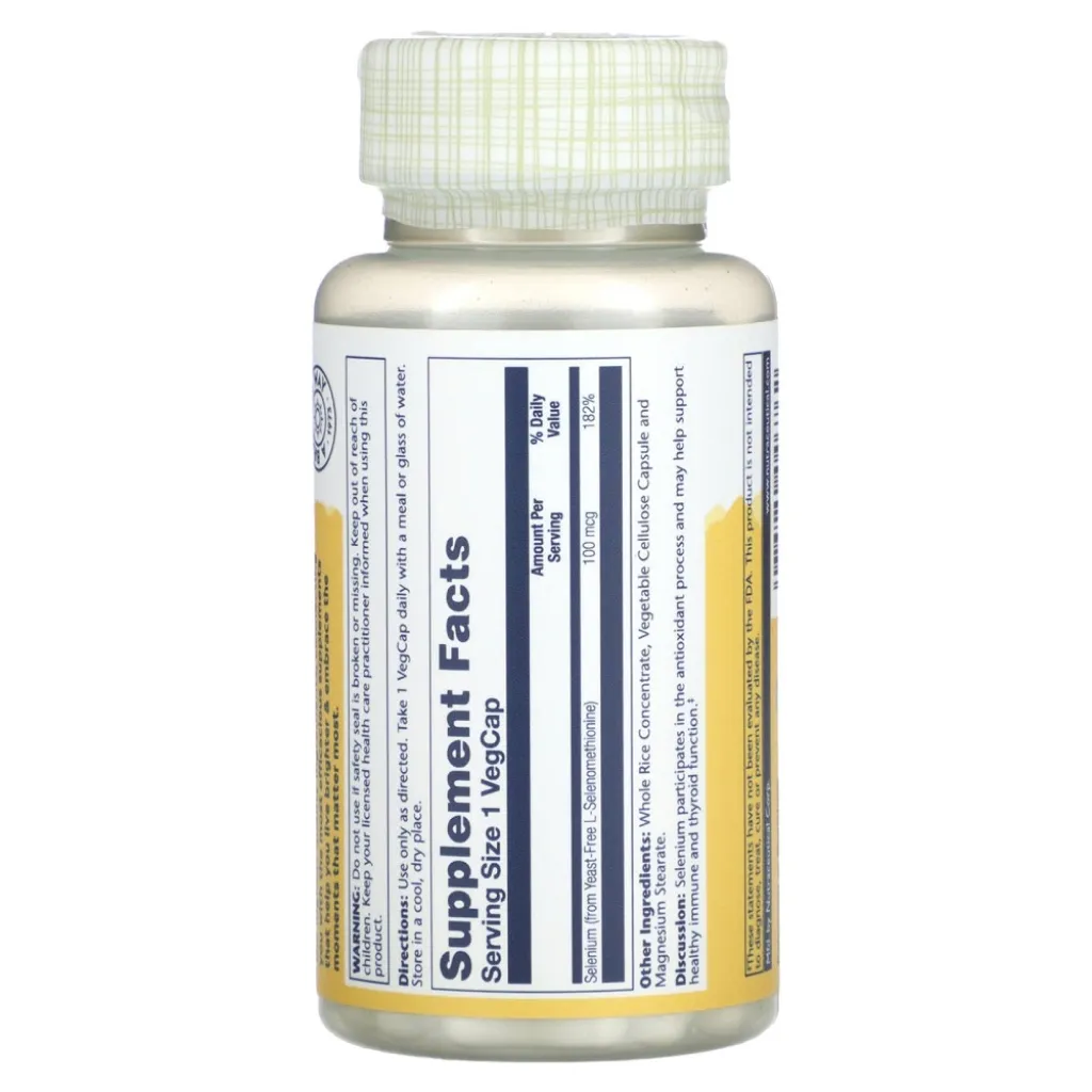 Диетическая добавка Селен Selenium Yeast Free Solaray, 90 капсул