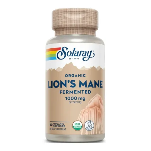 Суперфуды Organic Lion's Mane Fermented 1000mg Solaray, 60 капсул - Фото№1