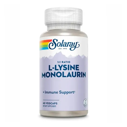 Аминокислоты Solaray L-Lysine Monolaurin 1:1, 60 капсул - Фото№1 Аминокислоты Solaray L-Lysine Monolaurin 1:1, 60 капсул - Фото№1
