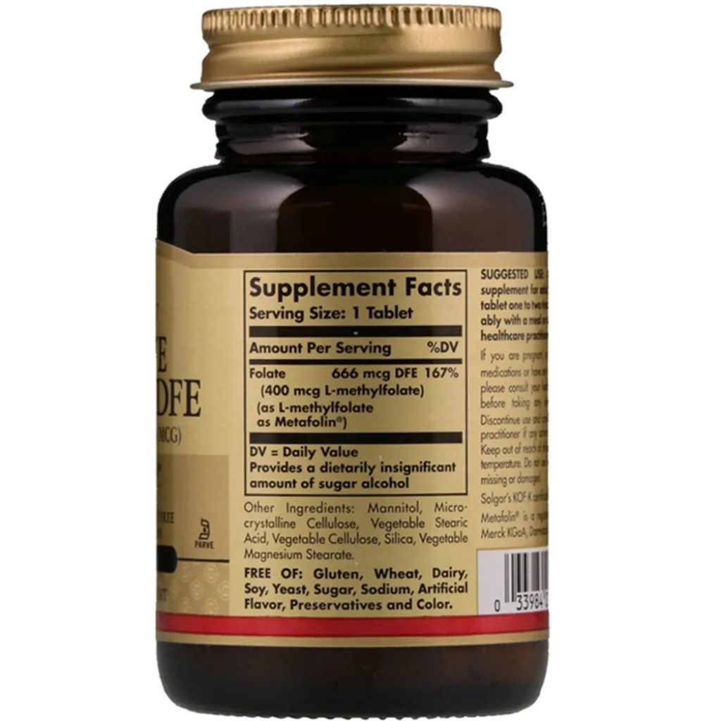 Вітамін В9 Folate 400 mcg (as Metafolin) Solgar, 100 таблеток Вітамін В9 Folate 400 mcg (as Metafolin) Solgar, 100 таблеток