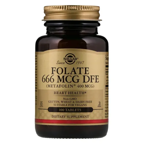 Вітамін В9 Folate 400 mcg (as Metafolin) Solgar, 100 таблеток - Фото№1 Вітамін В9 Folate 400 mcg (as Metafolin) Solgar, 100 таблеток - Фото№1